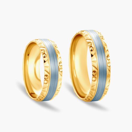 Obrączki ślubne: dwukolorowe złoto, płaskie, 6 mm